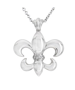 14k White Gold Diamond Fleur-de-lis Pendant