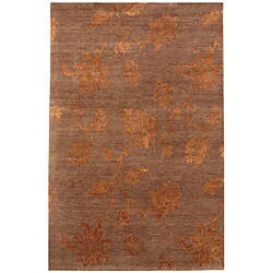 Hand-knotted Accra Brown Wool Rug (5'6 x 8'6)