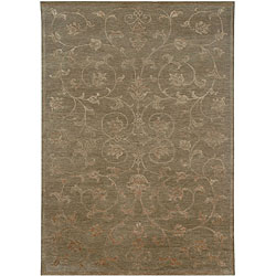 Hand-knotted Ankara Brown Wool Rug (5'6 x 8'6)