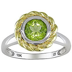 10k Two-tone Gold Round Peridot Ring