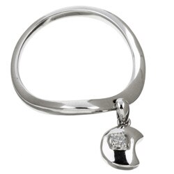 14k White Gold Dangle Half Moon Ring