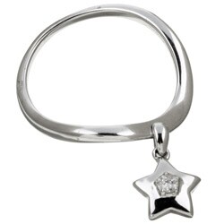 14k White Gold Dangle Star Diamond Ring