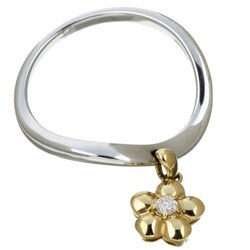 14k White Gold Dangle Flower Diamond Ring
