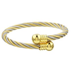 Two-tone Stainless Steel Bypass Bracelet
