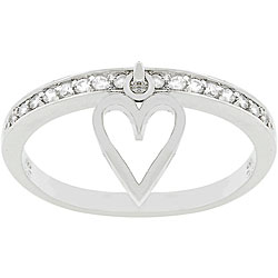 Silvertone CZ Heart Charm Ring