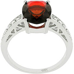 Sterling Silver Red CZ Contemporary Ring