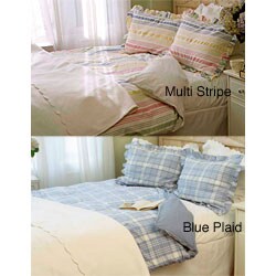 Blue Plaid or Multi-colored Seersucker Coverlet Set