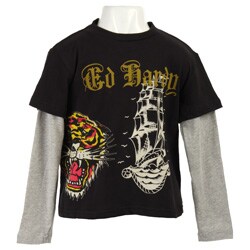 Ed Hardy Boy's Tiger and Pirate Print Shirt