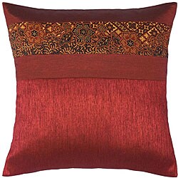 Burgundy Floral Thai Silk Cushion Cover