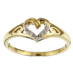 10k Yellow Gold Cubic Zirconia Heart Ring