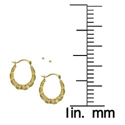 10k Yellow Gold Ball and Bamboo Hoop Earrings Set
