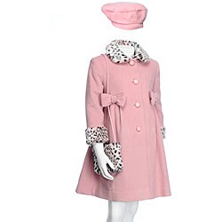 Rothschild Girl's Pink 3-piece Wool Coat Set
