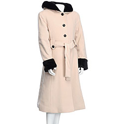 Rothschild Girl's Wool Coat with Faux Fur Trim