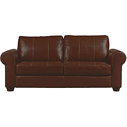Olga Saddle Brown Leather Rolled Arm Sofa