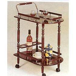 Rolling Brass Accent Hardwood Kitchen Cart