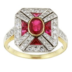 18k Gold Ruby and 1ct TDW Diamond Estate Ring (G, VS2)