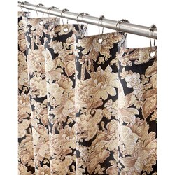 Tan Floral Garden Canvas Shower Curtain