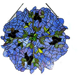 Tiffany-style Blue Vine Window Panel
