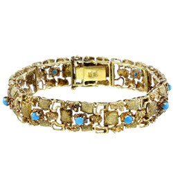 14k Yellow Gold Turquoise Estate Bracelet