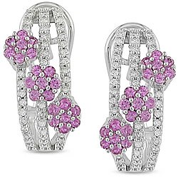 14k Gold Pink Sapphire and 3/8ct TDW Diamond Earrings