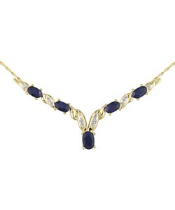14k Yellow Gold Sapphire Diamond Necklace