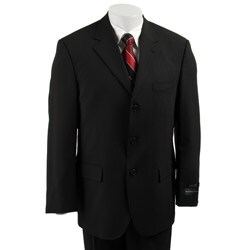 Andrew Fezza Men's 3-button Solid Black Wool Suit