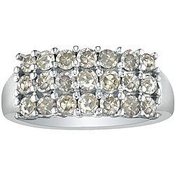 10k White Gold 1ct TDW Diamond Three-row Ring (K-L, I3)