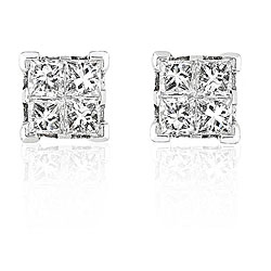 14k Gold 3/8ct TDW Princess Diamond Earrings (H-I, I1-I2)