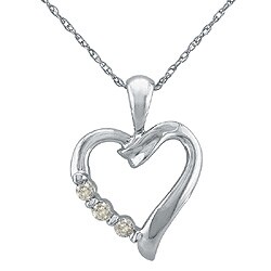 10k White Gold 1/10ct TDW Diamond Heart Necklace