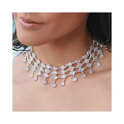 Silver and Moonstone 'Ice' Necklace (India)
