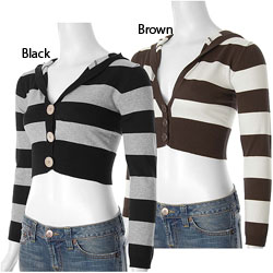 Loca Loca Junior's Cropped Stripe Cardigan Sweater