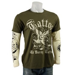 Ed Hardy Men's Premium Eagle Tattoo Double Sleeve T-shirt