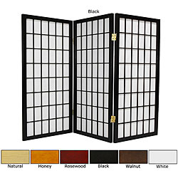 Wood/ Paper 3-foot 3-panel Miniature Windowpane Shoji Screen (China)