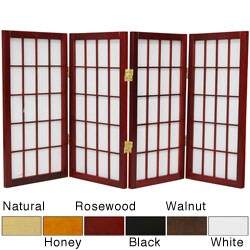 Wood/ Paper 2-foot 4-panel Miniature Windowpane Shoji Screen (China)
