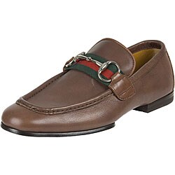 Gucci Brown Leather Horsebit Moccasin Loafers