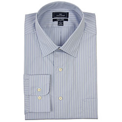 Dockers Men's Blue Twill Stripe Cotton Dress Shirt