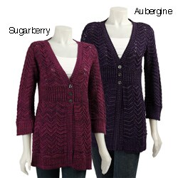 212NY Herringbone Pointelle Cardigan