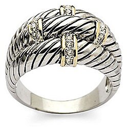 Sterling Silver Two-tone Cubic Zirconia Ring