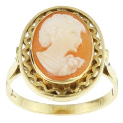 14k Yellow Gold Lady Cameo Estate Ring