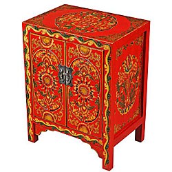 Red and Gold Hand-painted Tibetan Cabinet