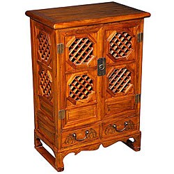 Hand-carved Lattice-windowed Storage Cabinet