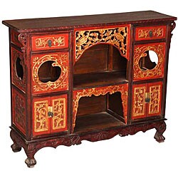 Handmade Gold Trim Oriental Storage Cabinet