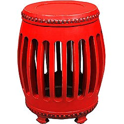 Barrel-shaped Red End Table