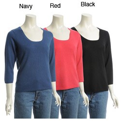 Lusso Women's Scoop-neck Cashmere Sweater
