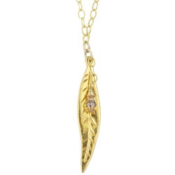 Charming Life Gold Overlay Crystal Accent Long Leaf Necklace
