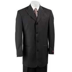 FUBU Men's Blue Stripe Peaked Lapel 4-button Suit