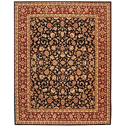 Handmade Persian Court Black/ Red Wool and Silk Rug (7'6 x 9'6)