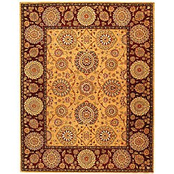 Handmade Ancestry Gold/ Burgundy Wool and Silk Rug (7'6 x 9'6)