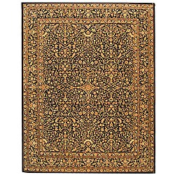 Handmade Persian Court Black/ Multi Wool and Silk Rug (7'6 x 9'6)