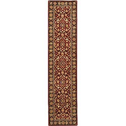 Handmade Persian Court Red/ Black Wool and Silk Runner (2'3 x 10')
